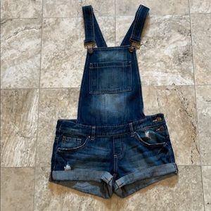 Garage overall jean shorts